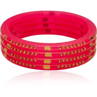 LUV FASHION Magenta plastic Designer Bangles view 2