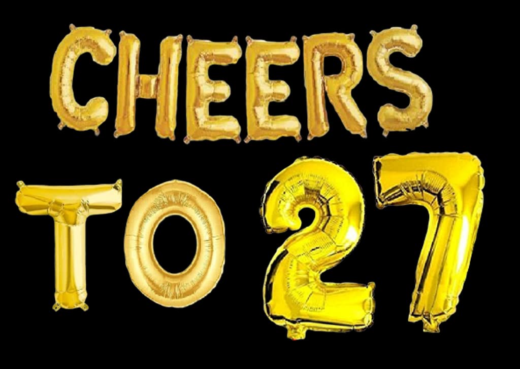 Partyzon Gold Cheers to Birthday Foil Balloon Combo Party Decoration for Anniversary Celebration 16 Inches view 2