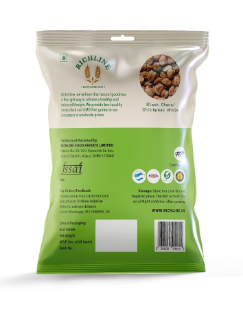 Richline Black Chana (Chickpeas Whole), 1 Kg view 2