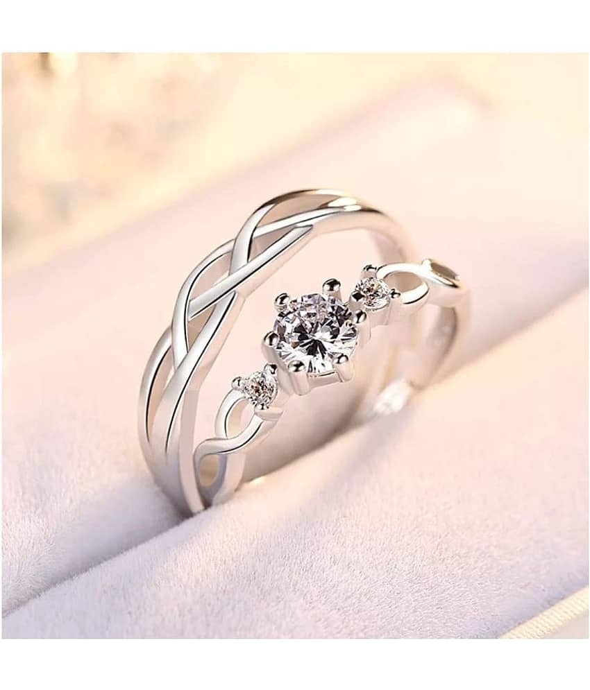 SHREENATHJI JEWELLERS - Silver Couple Ring (Pack of 1) view 2