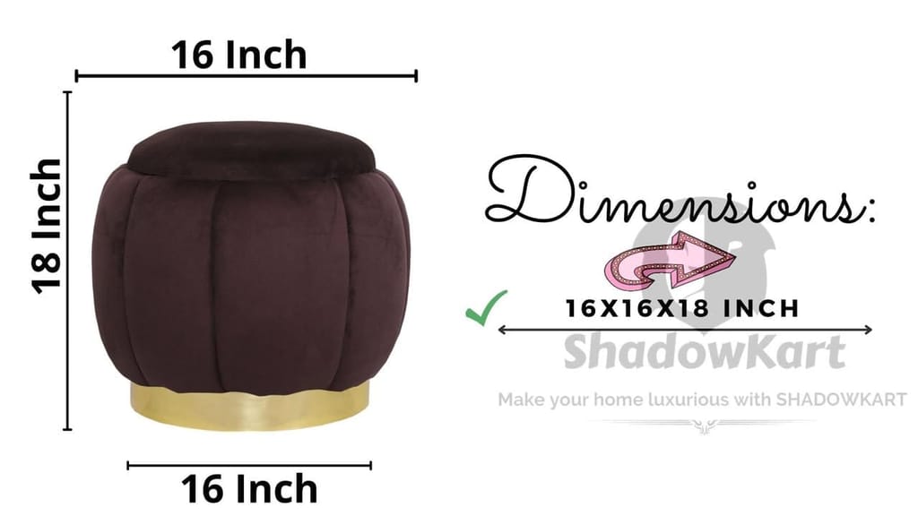 Shadowkart Pouffes Sitting Stool for Living Room, Make up Table Mudda Puffy Wooden Ottoman Stools, Pouffe Footstool, Poof for Room Decoration & Dressing Table, 16x16x18 Inch view 2