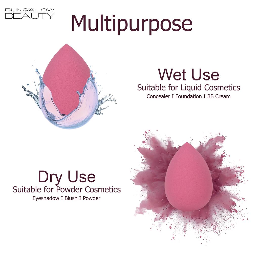 BUNGALOW BEAUTY Makeup Blending Set, 3 Pieces - Reusable | Beauty Makeup Sponge | Foundation Blender Sponge | Easy to clean I Latex-free I Suitable for Sensitive Skin view 2