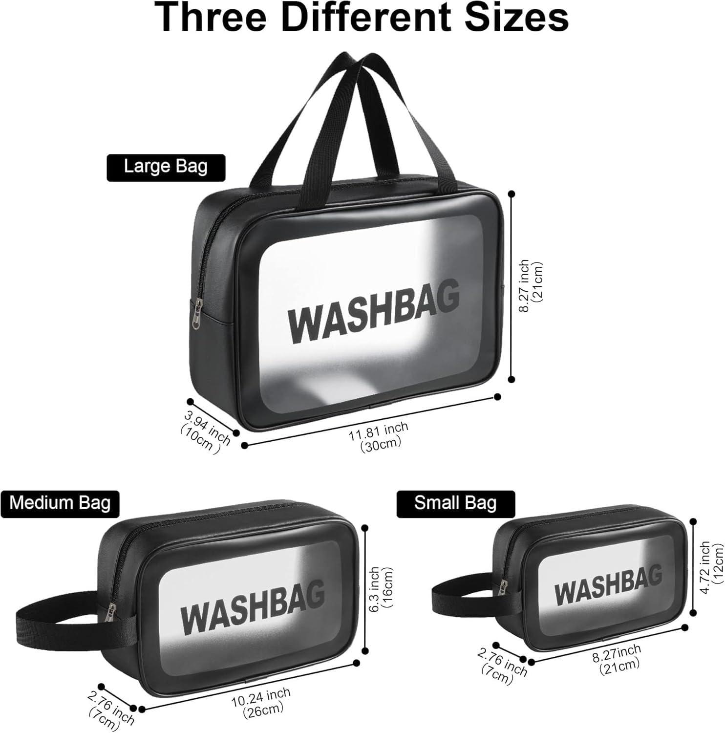 Panchhi Store Makeup Organizer Bag Travel Organizer Pouch Cosmetic Organizer Bag for Women Transparent PVC Makeup Pouch for Women and Men Travel Accessories Carry on Travel Bag (Black, Washable) view 2