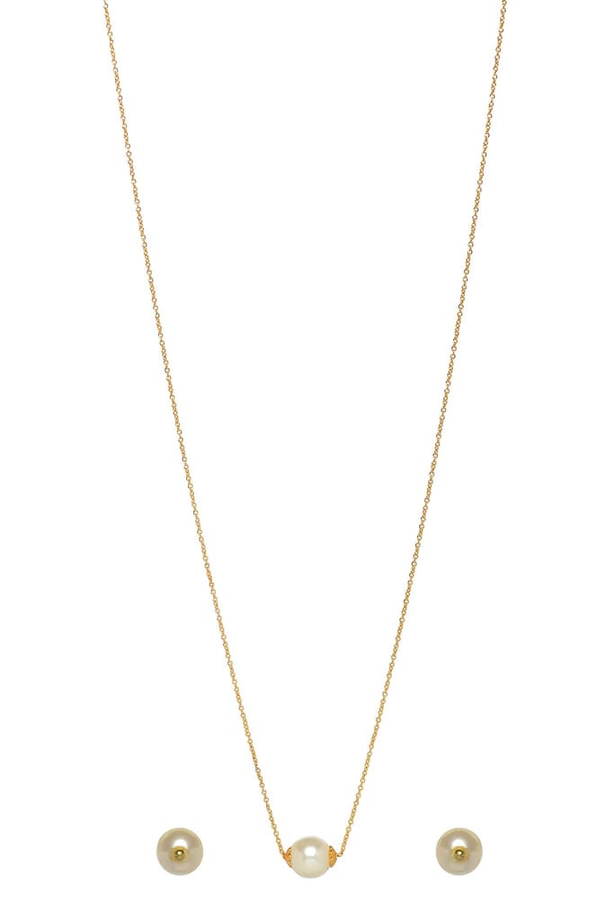 Aarohi13 SINGLE PEARL CHAIN NECKLACE WITH EARRING FOR WOMAN view 2