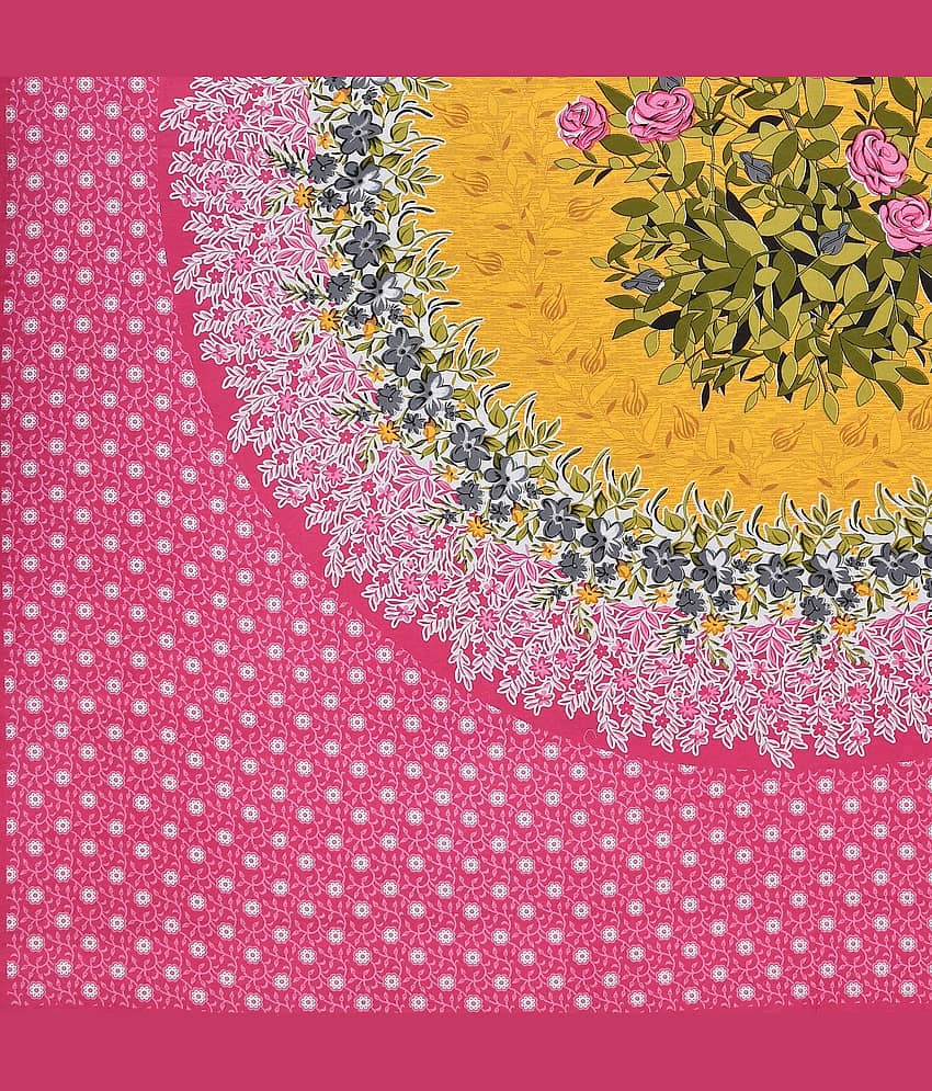 ABHACLOTHO Pink Cotton 1 Single Bedsheet with 1 Pillow Cover ( 215 cm x 150 cm ) view 2