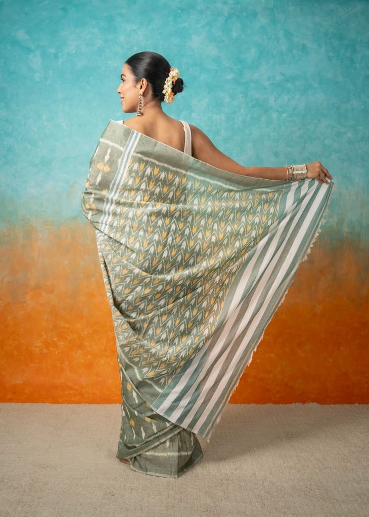 Geo Pattern Earthy Cotton Saree view 2