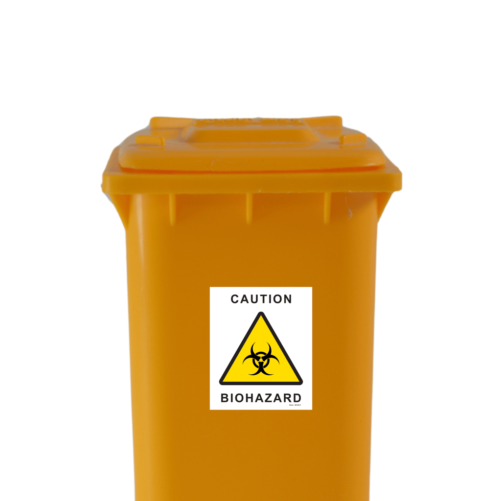 Biohazard Caution Sticker with Yellow Triangle Symbol - High-Visibility Safety Labels - Horizontal (Pack of 5, A4, A3) - Waterproof view 2