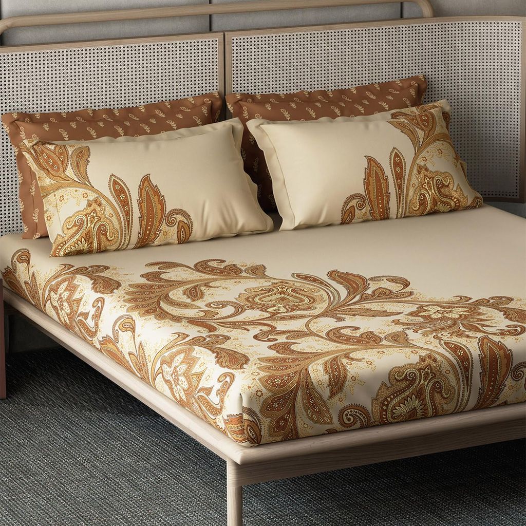 DDECOR - Orion Collection 100% Cotton Ethnic Pattern 180TC Super King |274 CM X 274 CM| Brown view 2