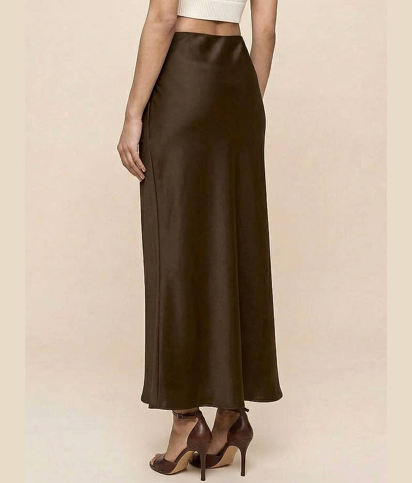 Addyvero Brown Satin Women's A-Line Skirt ( Pack of 1 ) view 2