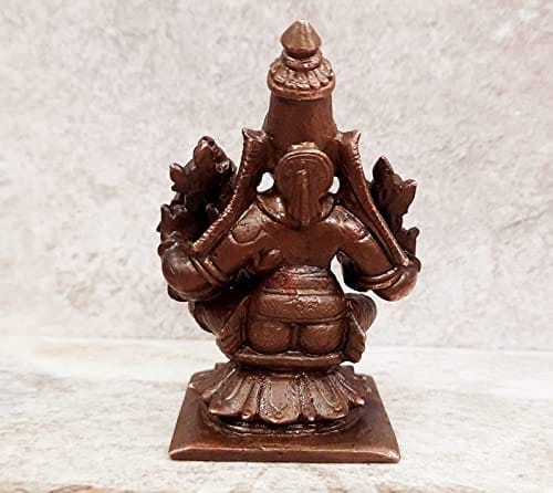 Searchers Paradise - Copper Idols Lakshmi Narayana ,3 inches, Copper Handmade 250 Grams, Patina Antique Finish, Pack of 1 Piece view 2