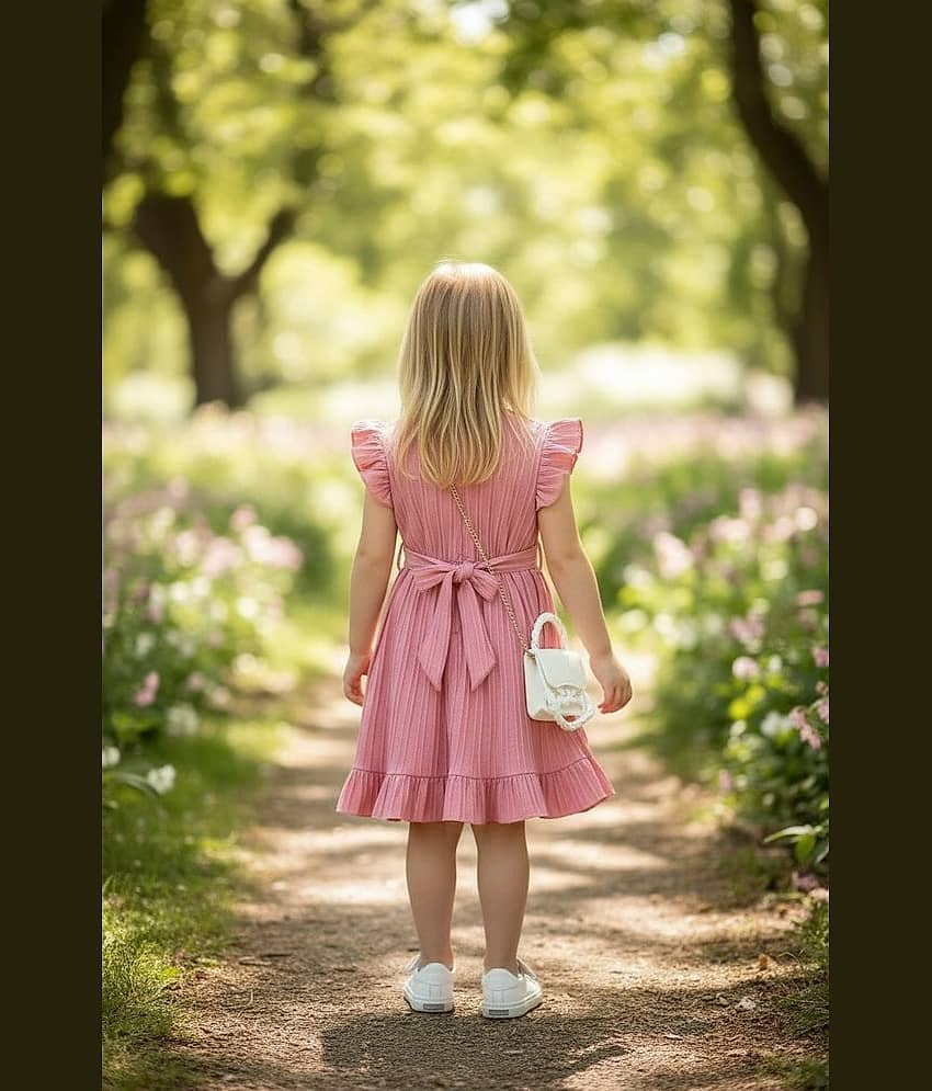 Mullick the designer Cotton Blend Frock For Girls ( Pack of 1 , Peach ) view 2