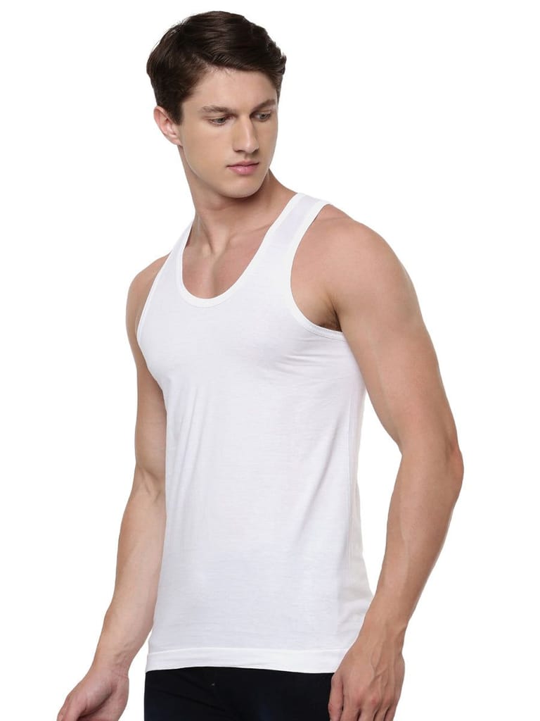 Soft Combed Cotton Single Jersey White Banian RN Acoste (2PCs Pack) view 2