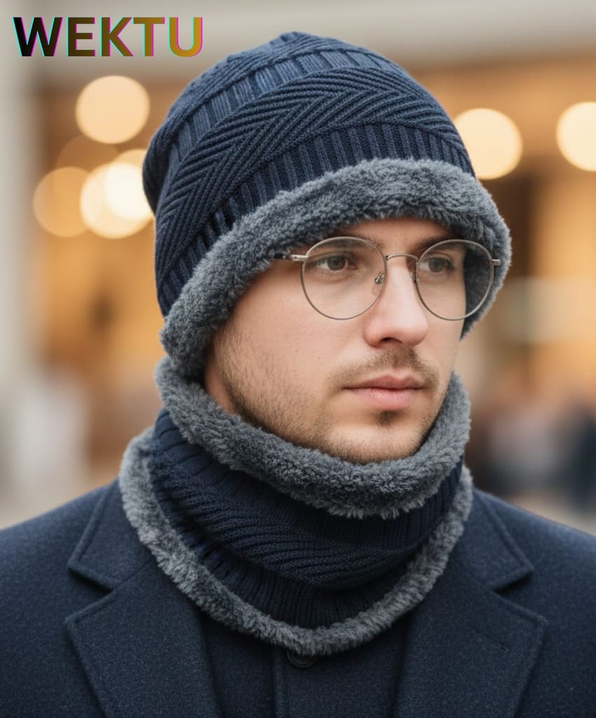 Wektu Ultimate Winter Warmth: Premium Knit Beanie Hat & Scarf Set/ view 2