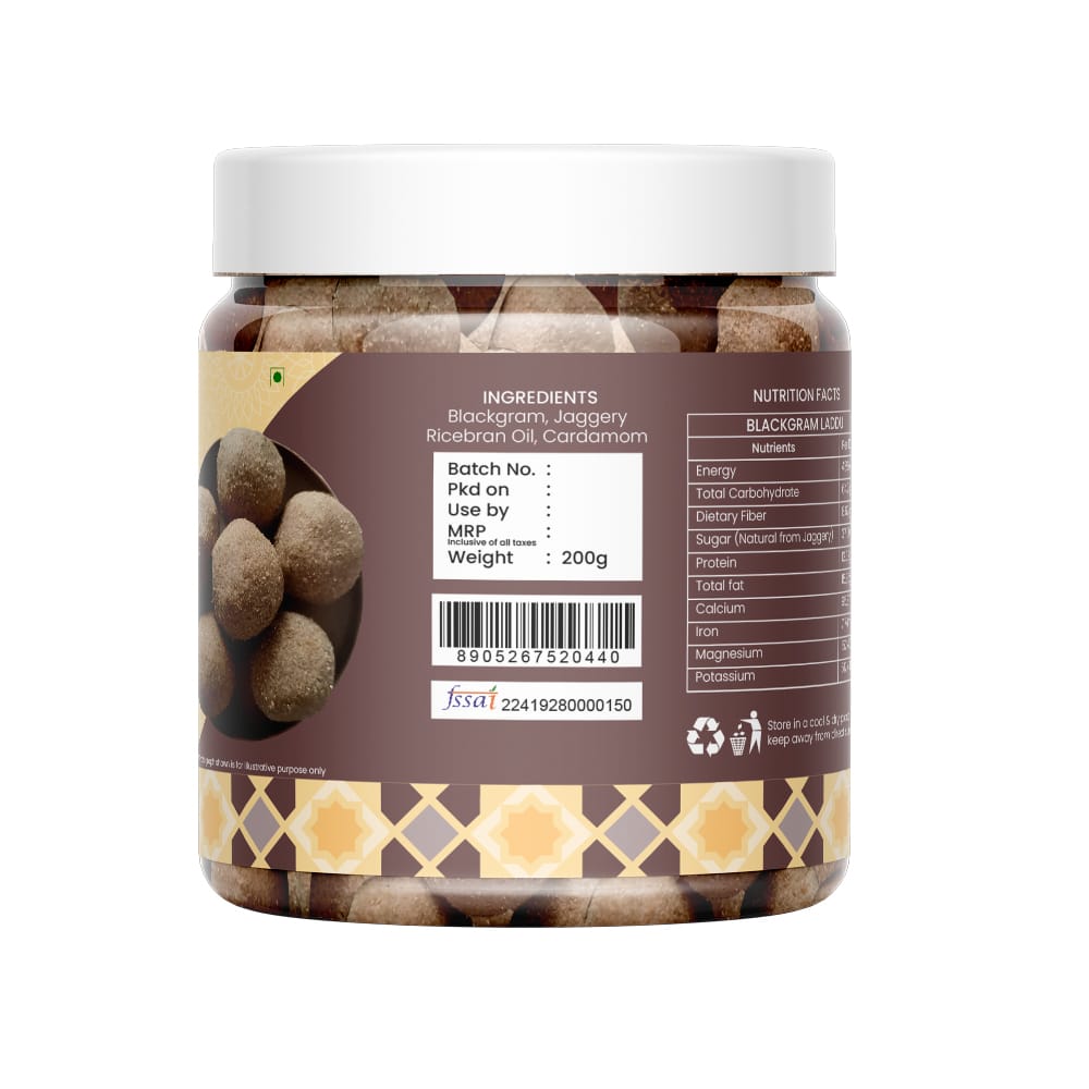 Blackgram Laddu (Urad Dal) – Protein-Rich Traditional Sweet with Jaggery | Healthy Indian Mithai | Ulundhu Laddu-A Nutritious Sweet | Khamis Healthy Foods -200g view 2