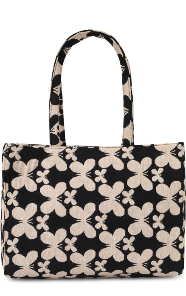 Butterfly Print Canvas Tote Bag, Small