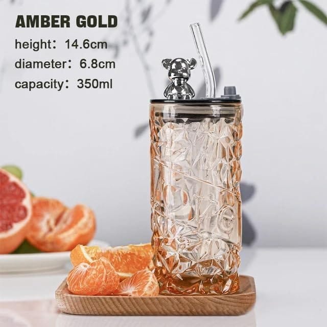 Sipper Glass with Lid and Straw 380 ML Unique and Morden Design Leakproof Tumbler Travel Mug for Juise,Smoothies,Smoothies Cold and Hot Drinking Cups Multi Colour [Pack of 1] view 2