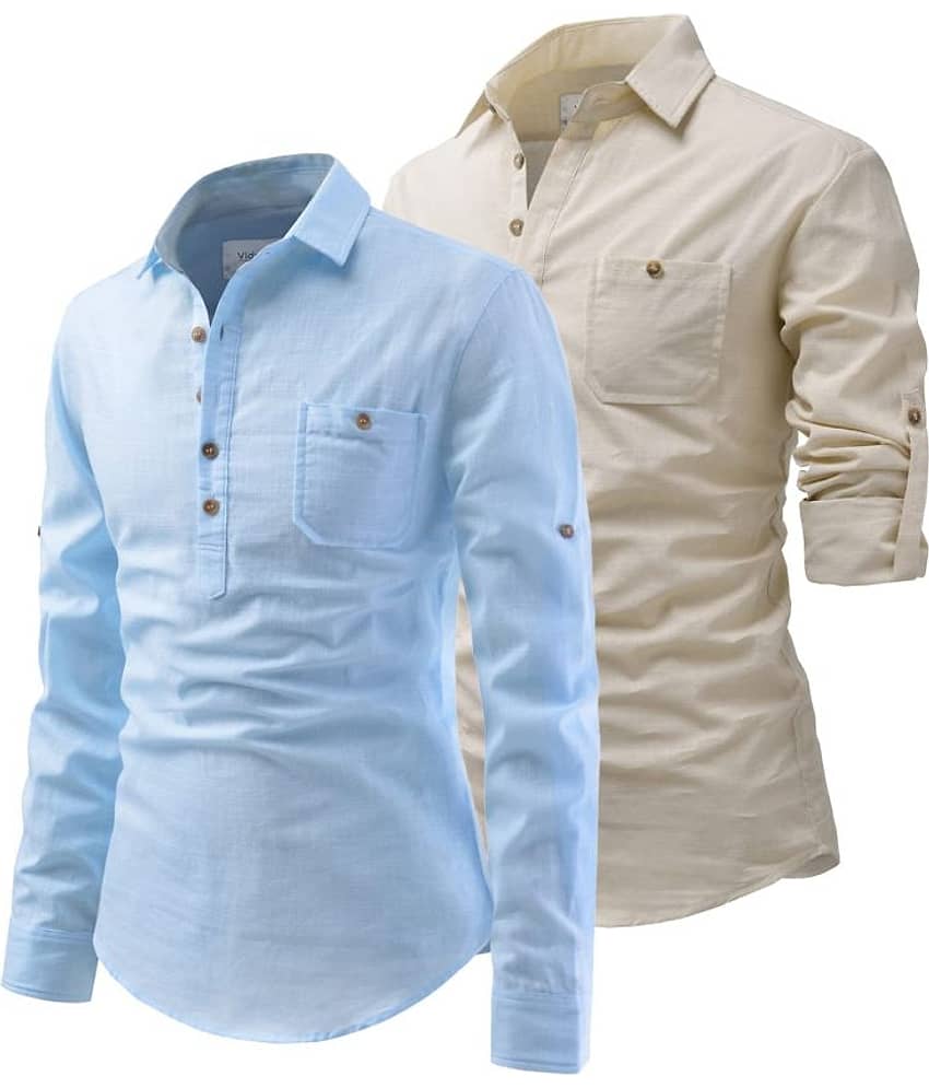 UNI VIBE Black Cotton Blend Men's Shirt Style Kurta ( Pack of 2 ) view 2