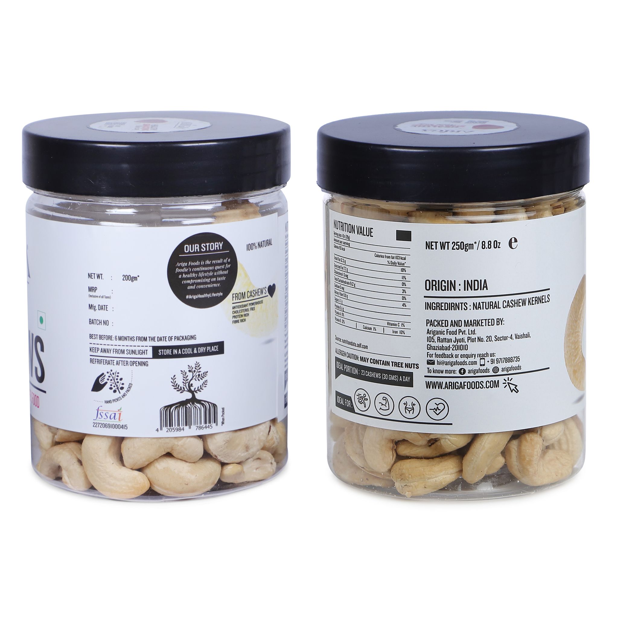 Ariga Foods 100% Natural Premium King Size Kaju | Cashews (200 g) view 2