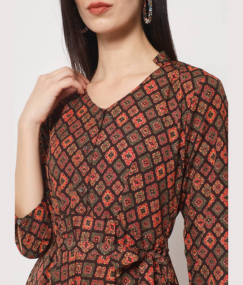 Rudrakriti - Brown Crepe Women's Gown ( Pack of 1 ) view 2