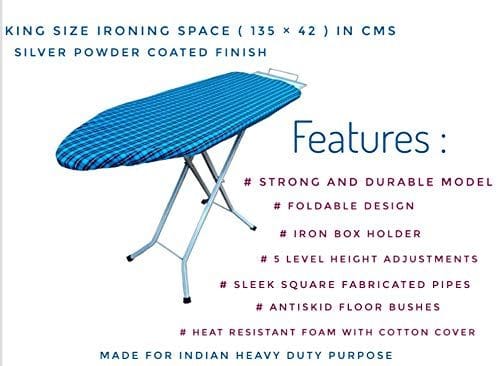 SHRAVYA- Foldable Ironing Board - King Size (L: 53, W: 16, H: 35 Inchs) Ironing Stand Ironing Board Ironing Table Iron Stand Iron Table view 2