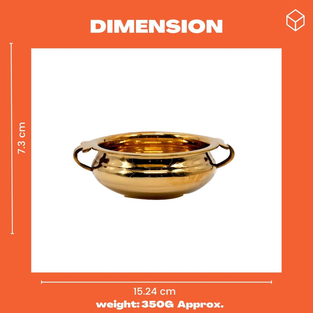 BEING CLASSIC Brass Plain Design Urli Decorative Bowl, Home Décor & Festive Item, Diameter- 6" inches view 2