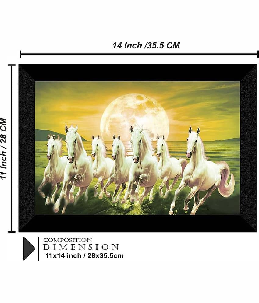 SNDArt Vastu 7 Lucky Running Horses Painting With Frame For Living Room Gift Items 11 x 14 inch view 2
