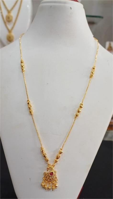 Delicate Gold Plated Ball Chain Necklace with Peacock Pendant view 2