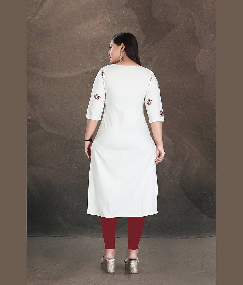 Hetsa Women Cotton Printed A-line Kurti ( White ) view 2
