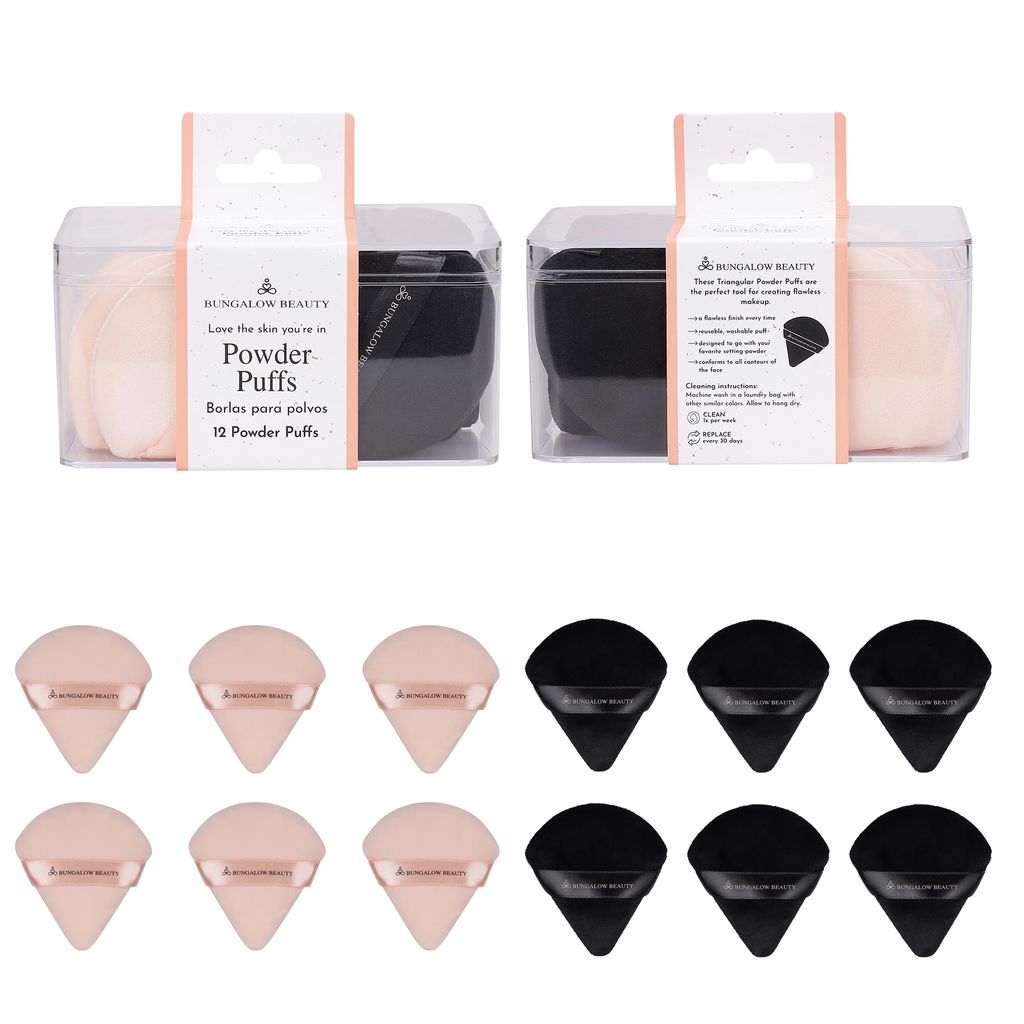 BUNGALOW BEAUTY Powder Puff set of 12 pcs | Makeup Blending Sponges Set of 5 | Eyeshadow, Lipstick, Blush, Highlighter, Bronzer, Concealer Sponges view 2