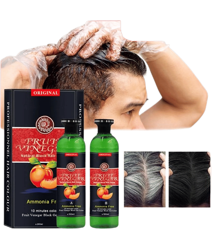 WRIXTY Fruit Vinegar Black Hair Colour Gel Instant Smooth Soft Hair Easy Use Long Lasting