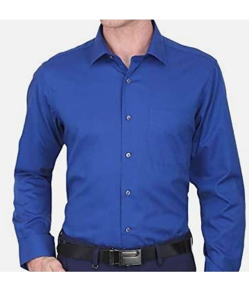 Makhanchor - Navy Blue Cotton Regular Fit Men's Formal Shirt ( Pack of 1 ) view 2