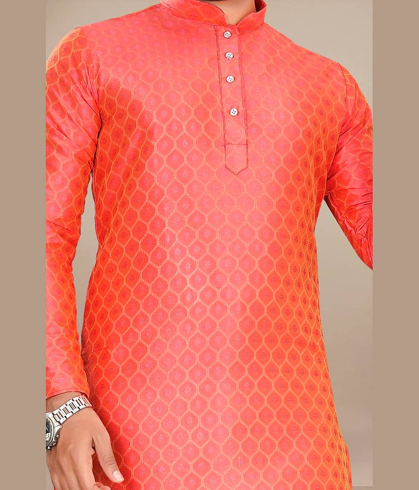 YUG ART Sea Green Silk Regular Fit Men's Kurta Pyjama Set ( Pack of 1 ) view 2