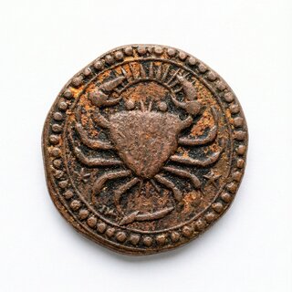 Crab Symbol Zodiac/Rashi, Ancient India old Copper Coin view 2