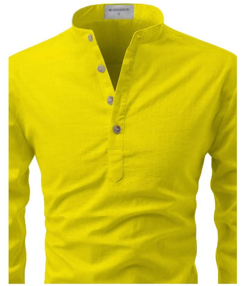 Life Roads Yellow Cotton Kurta Single