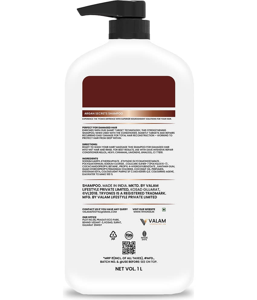 TRYONES Damage & Repair Shampoo 1000ml ( Pack of 1 ) view 2