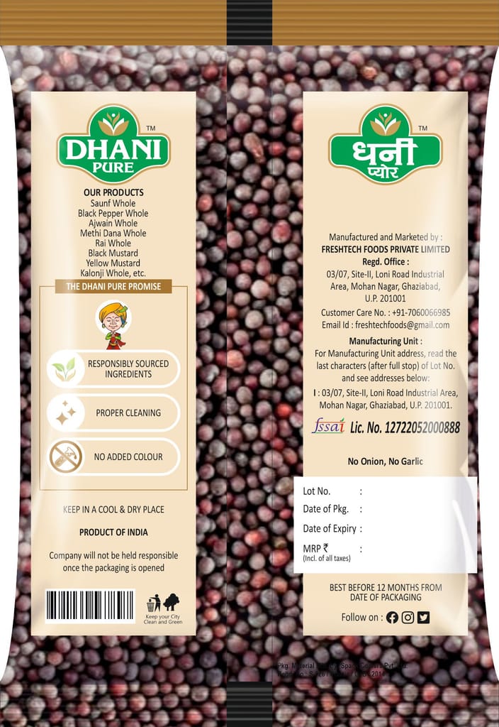 Dhani Pure Black Mustard Whole, 100g view 2