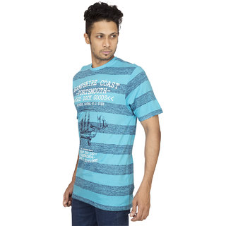Red Line Blue Printed Round Neck T-Shirt view 2