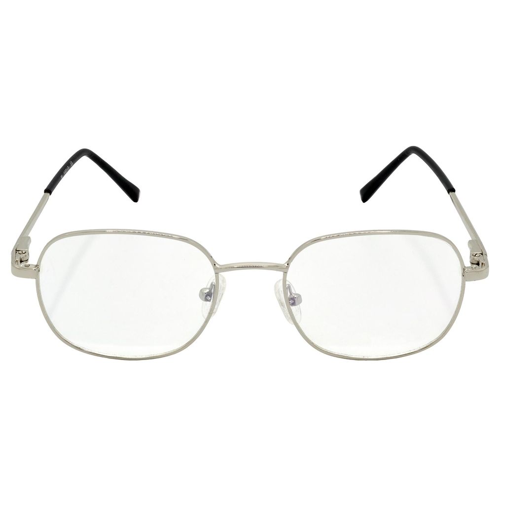 Hrinkar Trending Eyeglasses: Silver Rectangle Optical Spectacle Frame For Men & Women |HFRM-SLVR-19018 view 2