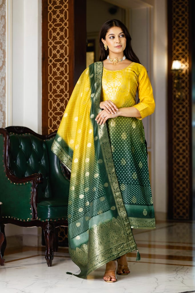 CHANDERI COTTON GREEN BANDHANI