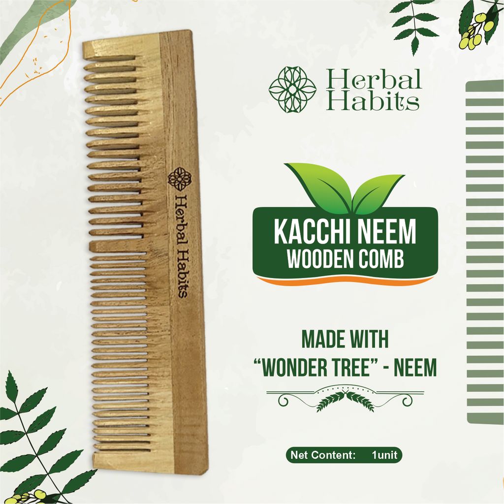 Herbal Habits Dual Tooth Kacchi Neem Comb view 2