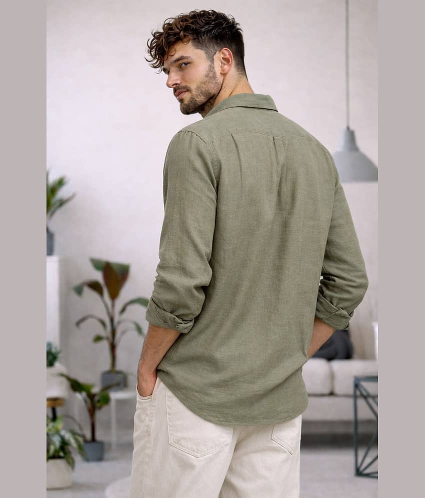 The Dry State Linen Regular Fit Solids Full Sleeves Men's Casual Shirt - Green ( Pack of 1 ) view 2