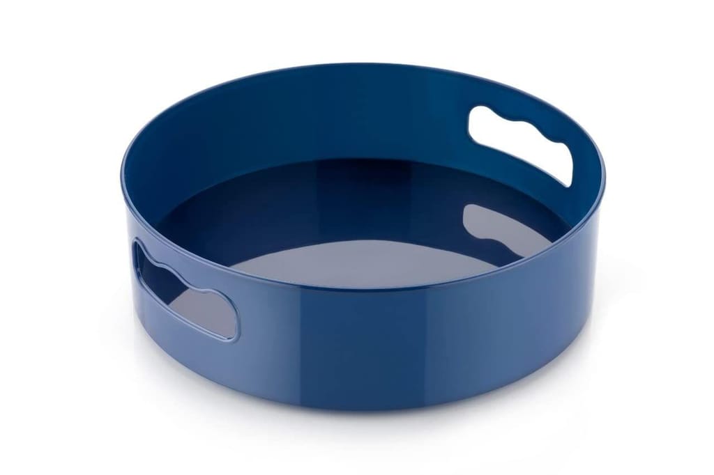 HAPPI Multipurpose 360� Rotating Kitchen Organizer Rack, Storage Dressing & Cutlery Revolving Tray, Cosmetic Organizer, Rotating Tray for Kitchen Cabinet Spice Rack (Blue) view 2