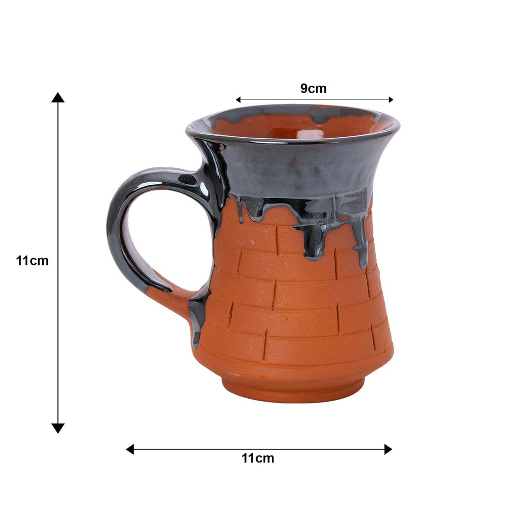 Sowpeace Terracotta Coffee Mug with curved bottom “Mug of Smile” for kitchen and dining, premium artisan made utensils as serveware, for gift view 2