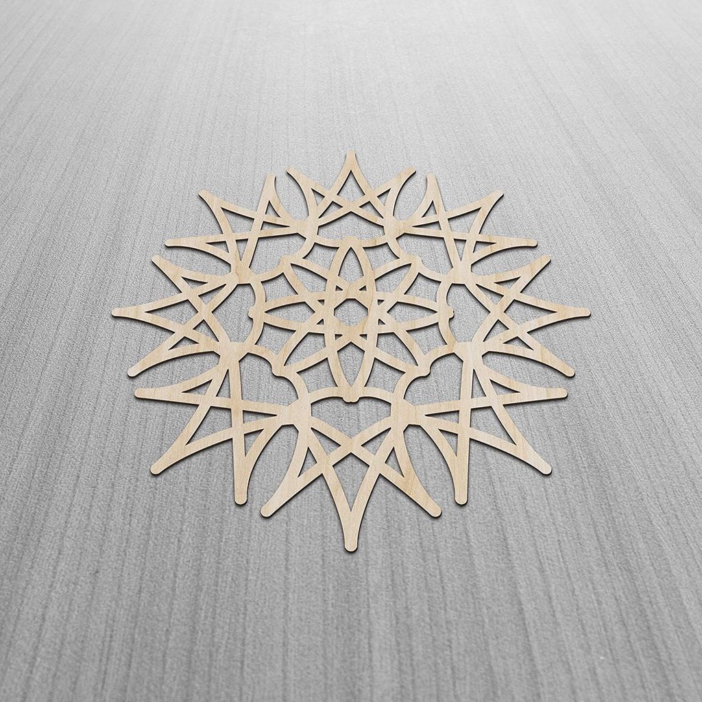 Haoser Mandala Wooden Wall Art, Whirl Look Lattice Abstarct Geometric, Birch Wood Plywood Rustic Wall Art Accent for Hallway Bedroom Living Room Cafes and Offices (Mandala Design-26_30CM) view 2