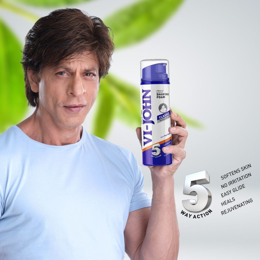 VI- JOHN Shaving Foam For Men, Classic Regular Shaving Foam With Goodness of Nature, Tea Tree Oil, Vitamin E Enriched and Anti- Bacterial Formula (200gm- Pack of 1) view 2