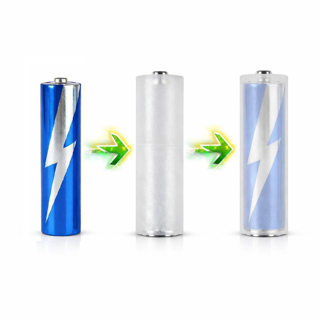 AAA to AA Battery Converter Adapter Sleeves – Converts AAA Batteries to AA Size | Reusable Battery Holders for Remote, Toys, Clock & More (Pack of 2 with 4 slot Box) view 2