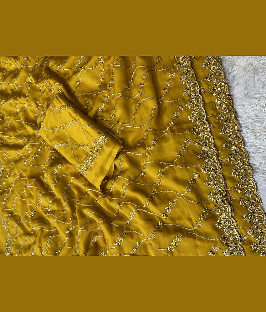 ofline selection Georgette Embroidered Regular Saree With Unstitched Blouse Piece ( Cream ) view 2