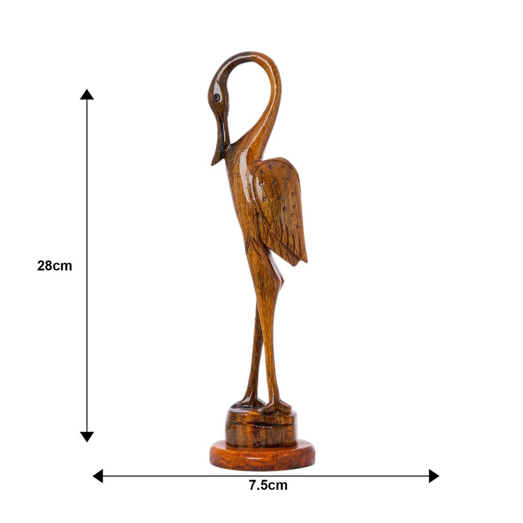 SOWPEACE Handcrafted Wooden Flamingo “Poise of Purity” showpiece, Premium Artisan Made wallhome Decor for Living R view 2