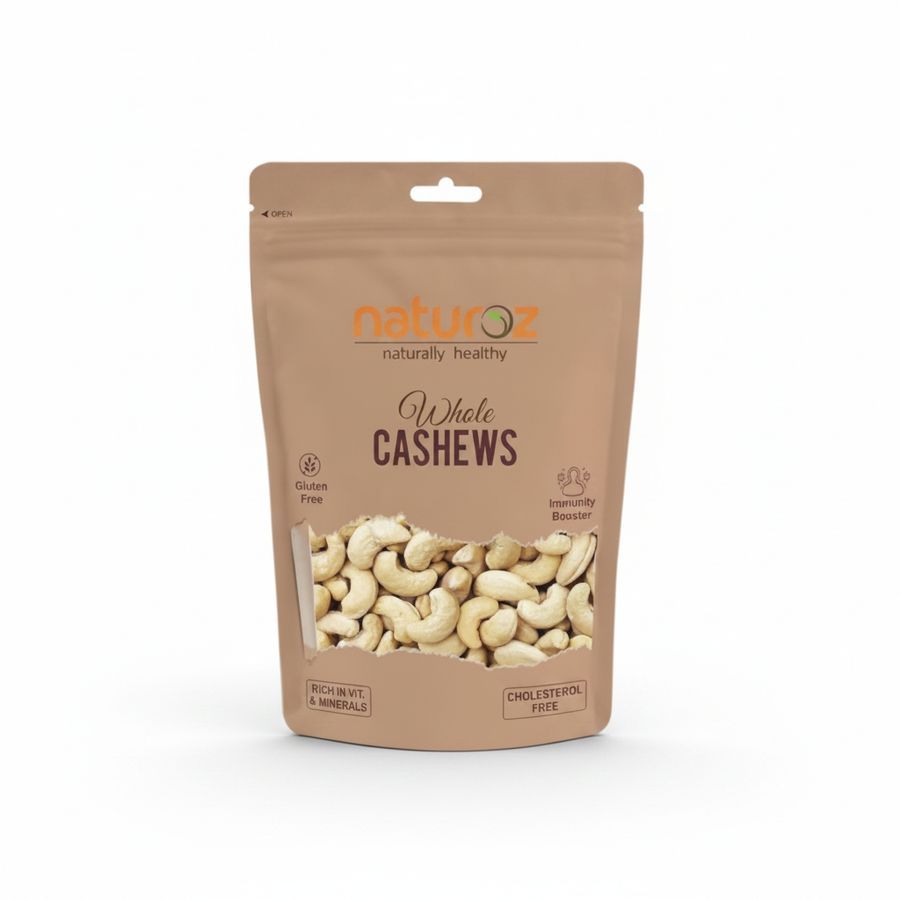 Naturoz Whole Cashews - 250 gm - One stand-up pouch