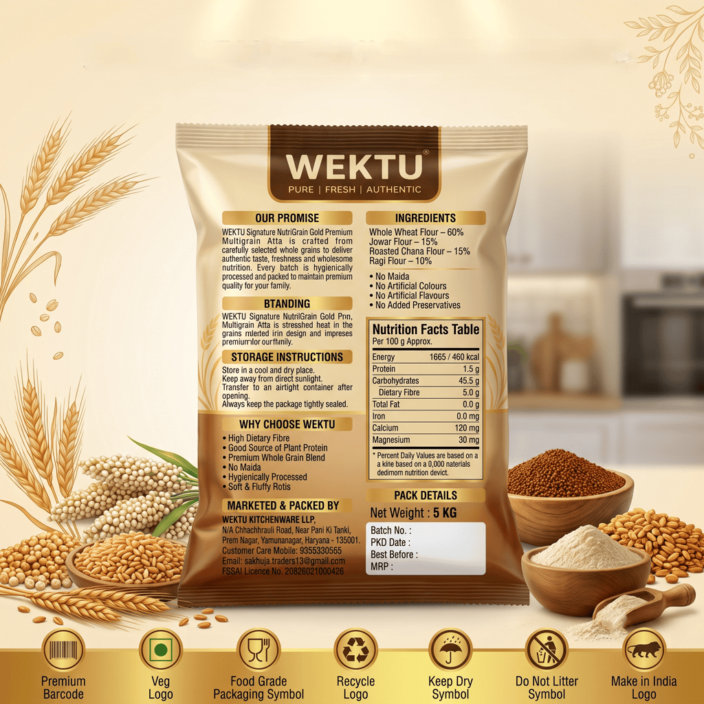 WEKTU Heritage Gold Multigrain Nutrition Blend Aata. view 2